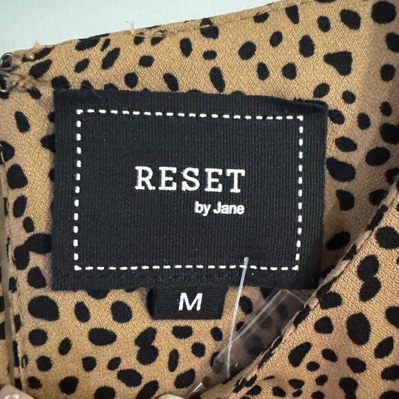 NWT Reset By Jane Leopard Print Belted Dress Balloon Sleeves Lined Medium - Picture 5 of 7